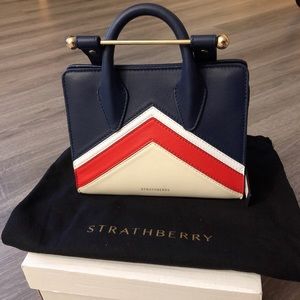 Strathberry Chevron Nano Tote Navy Chevron